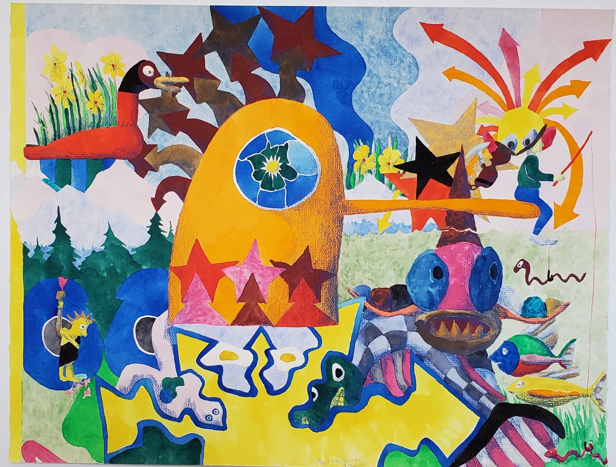WHO ORDERED THE SUNNY SIDE UPS 2000 26" X 20" Acrylic on paper