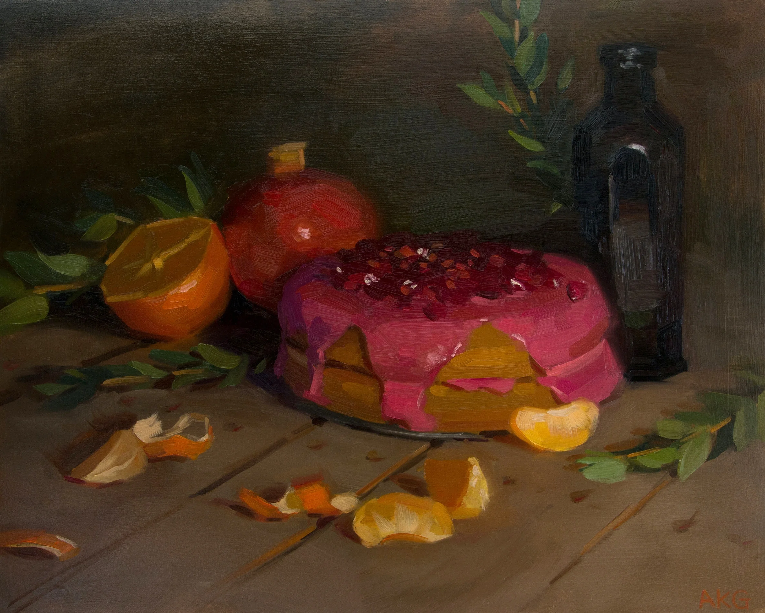 Olive Oil Tangerine Cake with Pomegranate Glaze