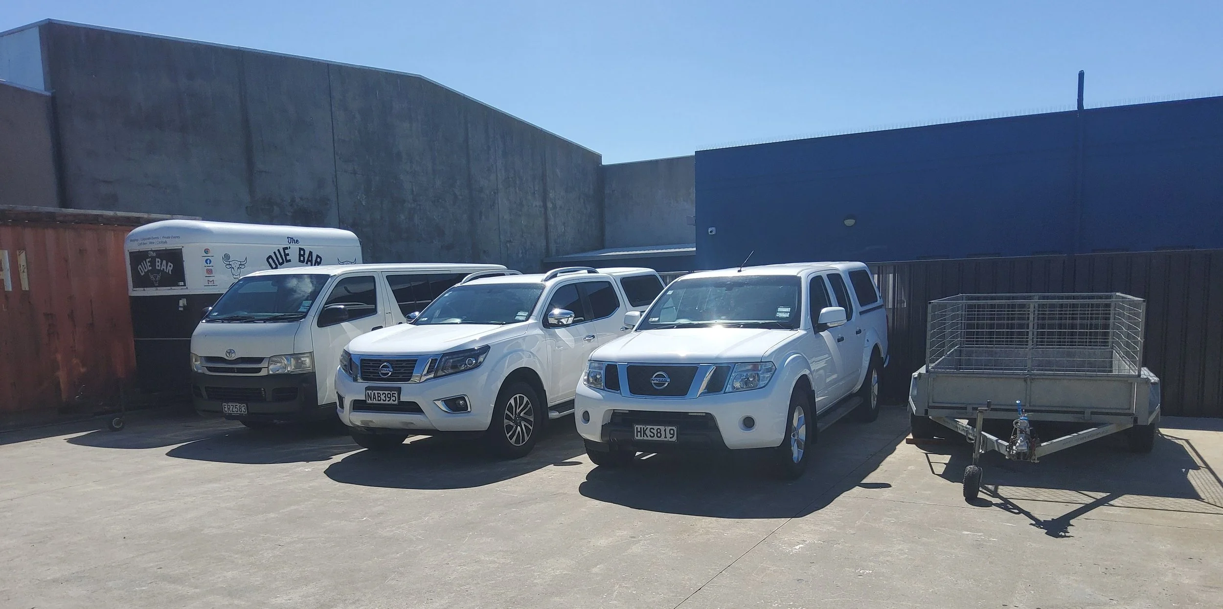 Custom Built Beverage Trailer, Nissan Navara (2), Toyota Hiace, Walk-In Chiller, Caged Trailer, Electric Dirt Bike &amp; E-Bikes