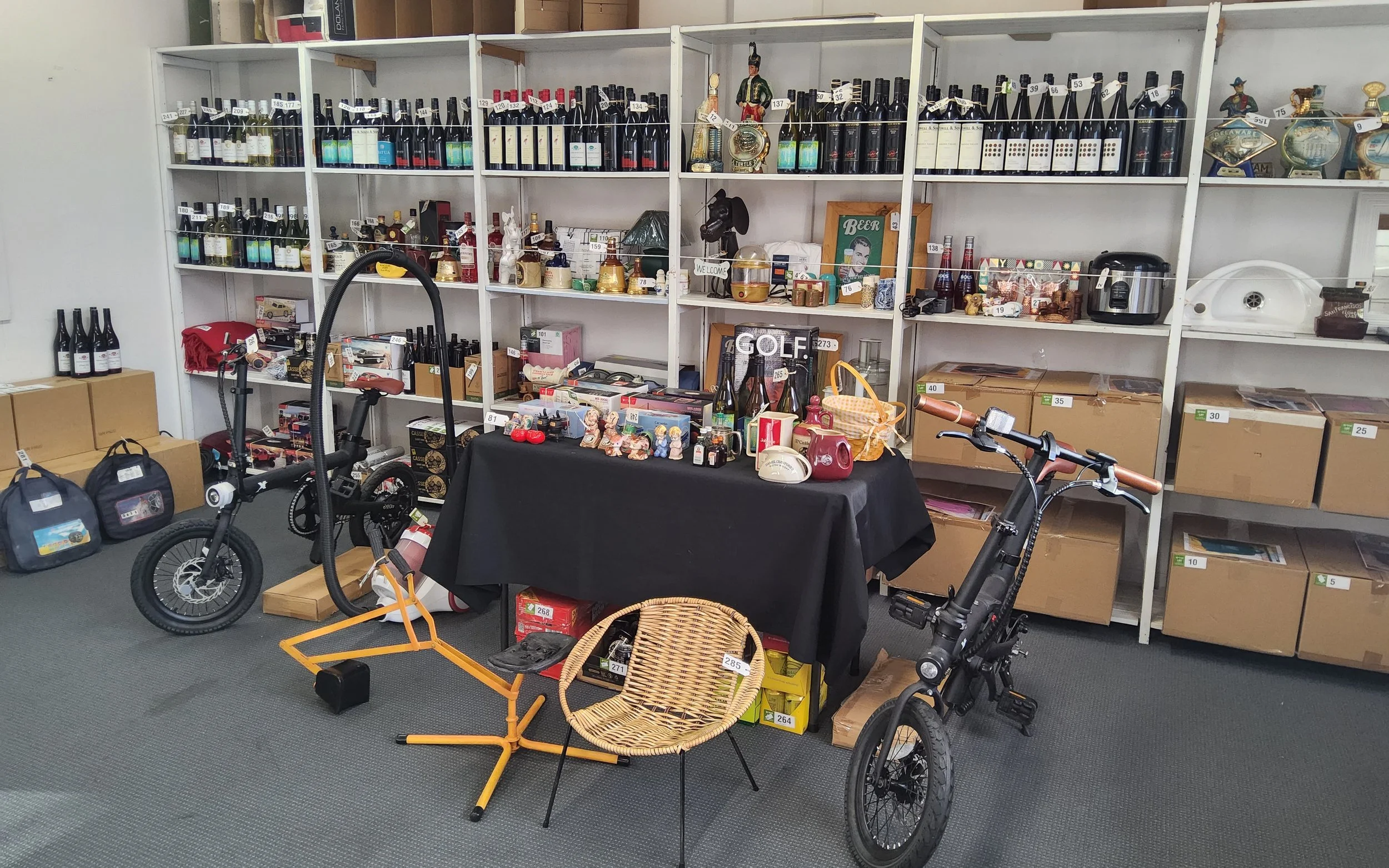Assorted Alcohol, New Electric Bikes &amp; Household Accessories Clearance