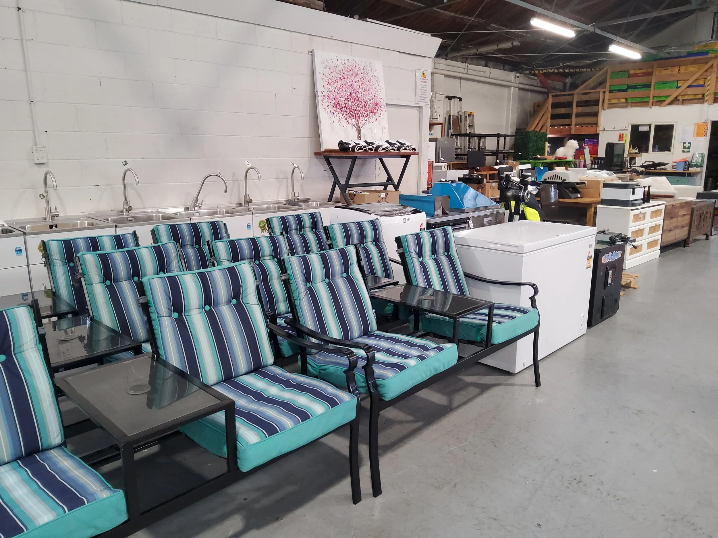 Home, Patio &amp; Office Furniture, New Whiteware, Ex Hire Linen, Arcade Games &amp; More