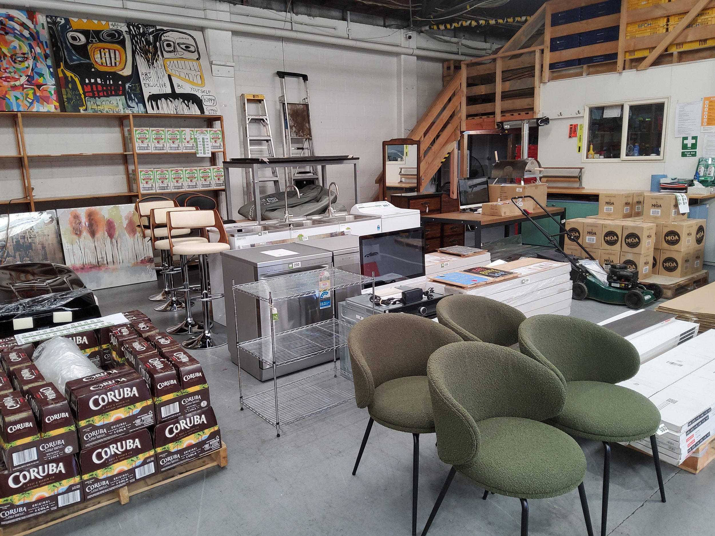 Whiteware, New Furniture, Moa Beer Clearance, Waipara River Estate Riesling, Pinot Noir, Gewurztraminer, Cabernet Sauvignon &amp; Household Accessories