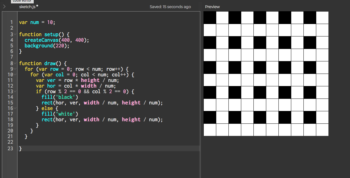 Just a condition to fill when row and column are both even.