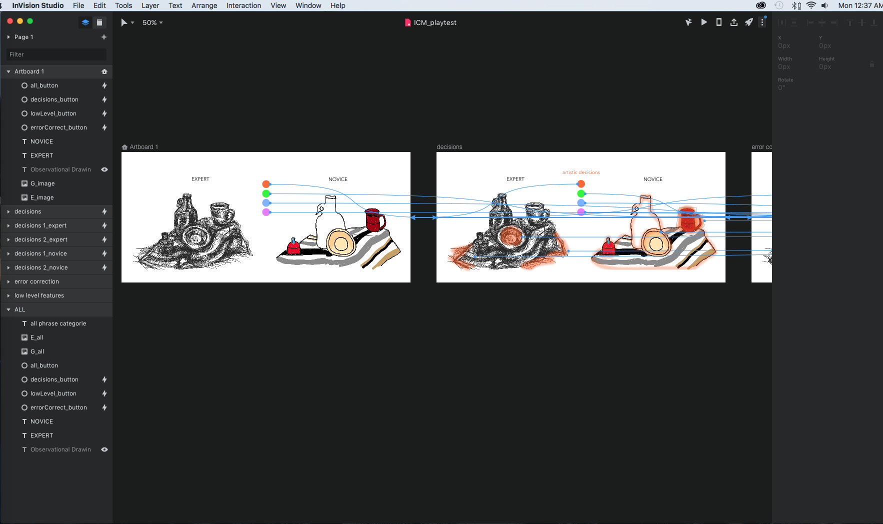 Making the prototype in InVision Studio.