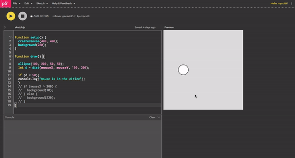 Generic rollover 2: Making the computer aware that the mouse is positioned over the circle.
