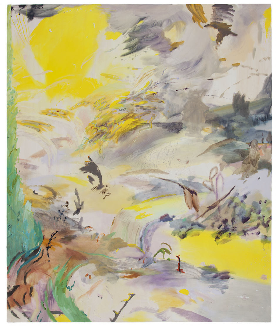 yellow waterfall , oil and acrylic on canvas, 80" x 96", 2015