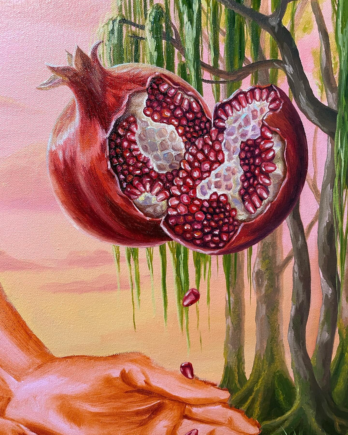 some recent progress pics of my latest piece ❤️✨

#wip #oilpainting #witchcraft #pomegranate #wipart