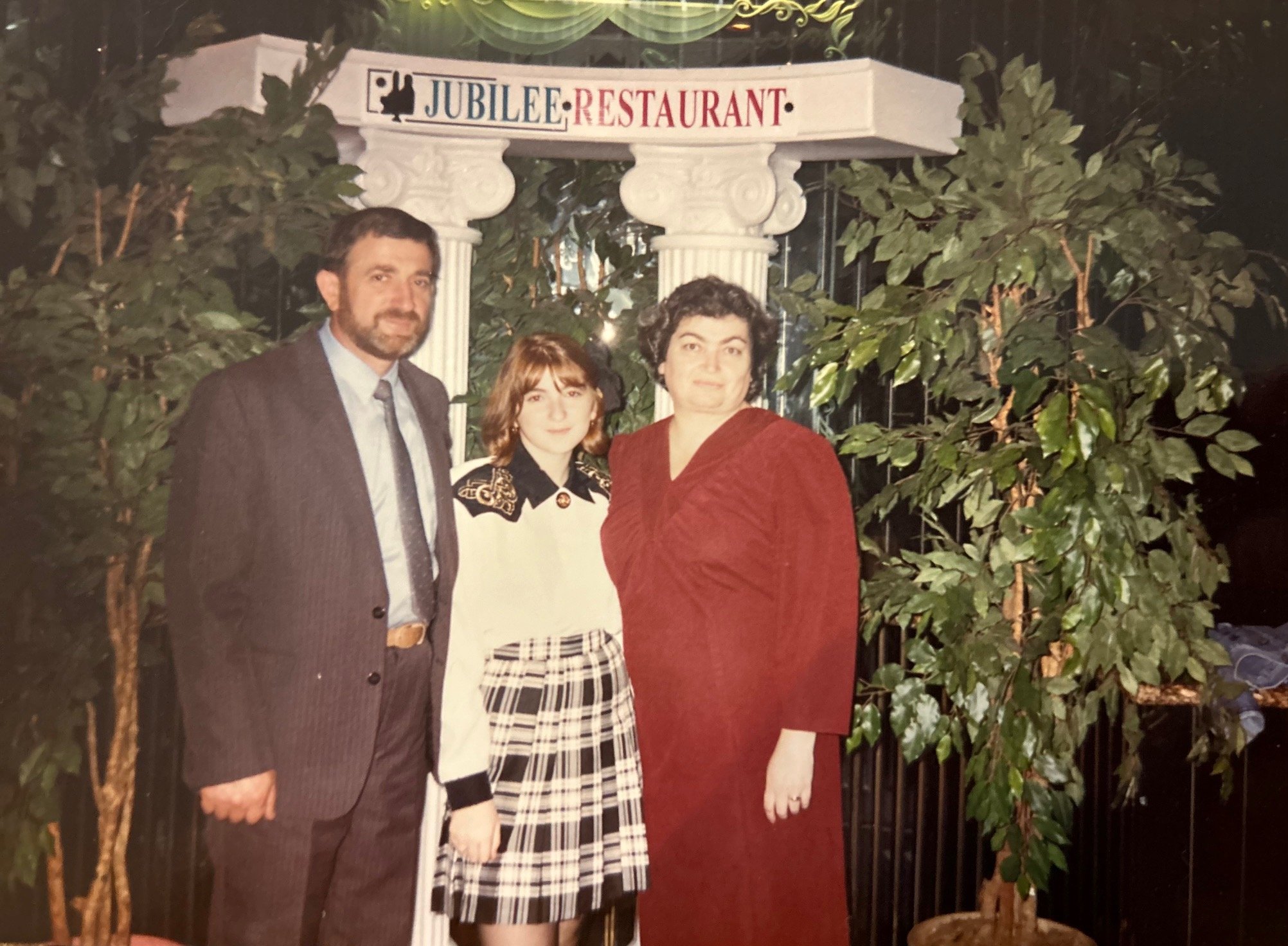    First time at a Russian restaurant in Brooklyn. A raucous affair in the 90s. A Soviet suit on dad, a custom made in Belarus dress on mom, a $10 clothing store ensemble on me.   