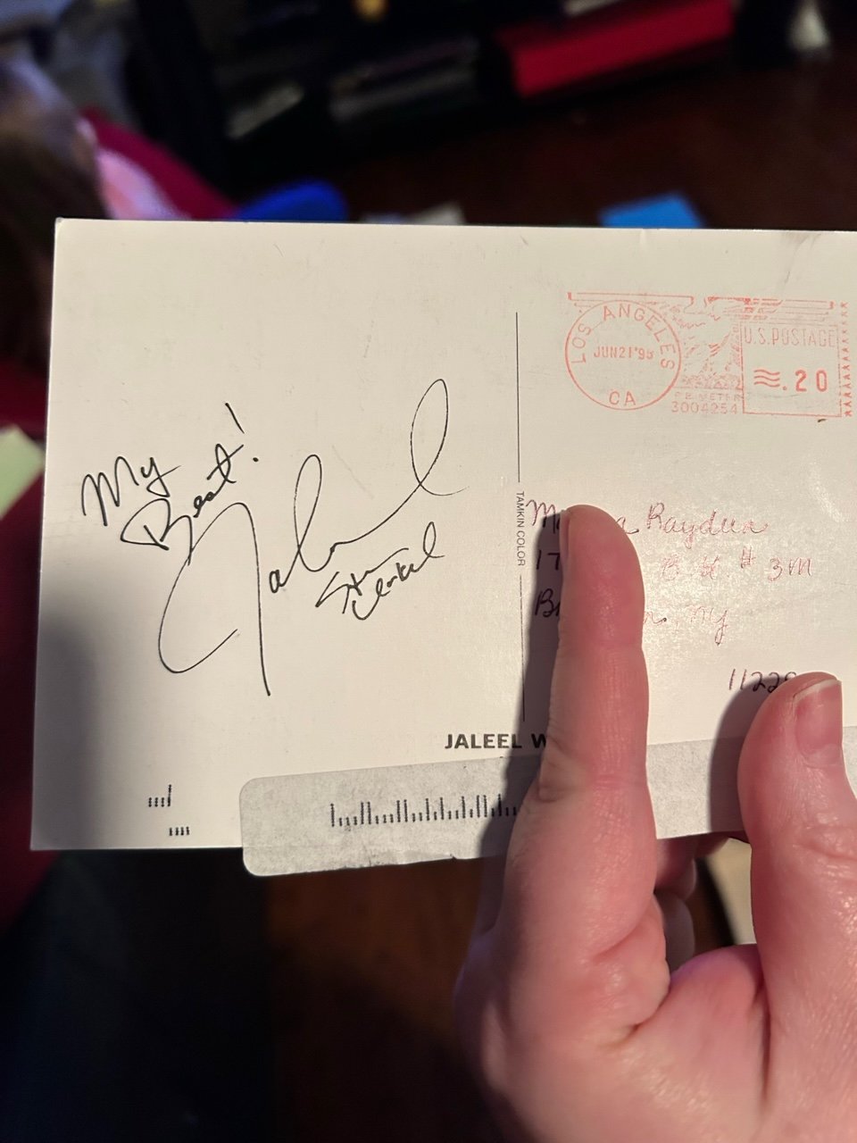 In the spring of 1995, I’d written to Jaleel White. I was excited to get a response!