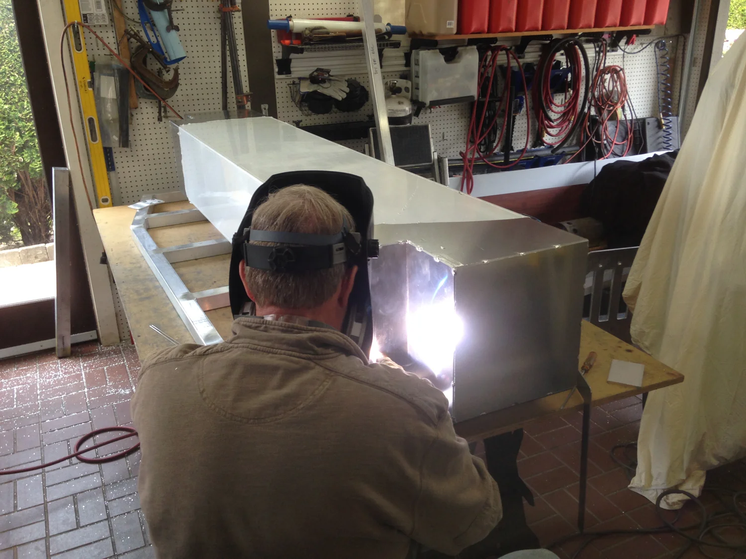 Welding up all the joints.