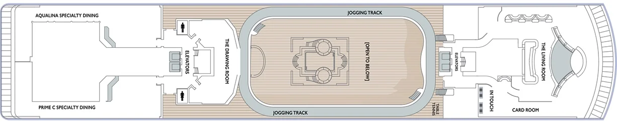 Deck 10 - Aqualina Dining, Prime C Dining, The Drawing Room, The Living Room, Card Room