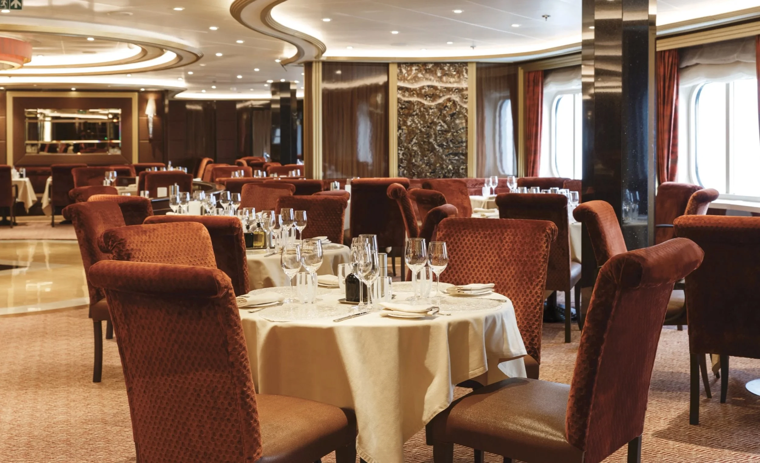 The expansive main dining room was very luxurious.