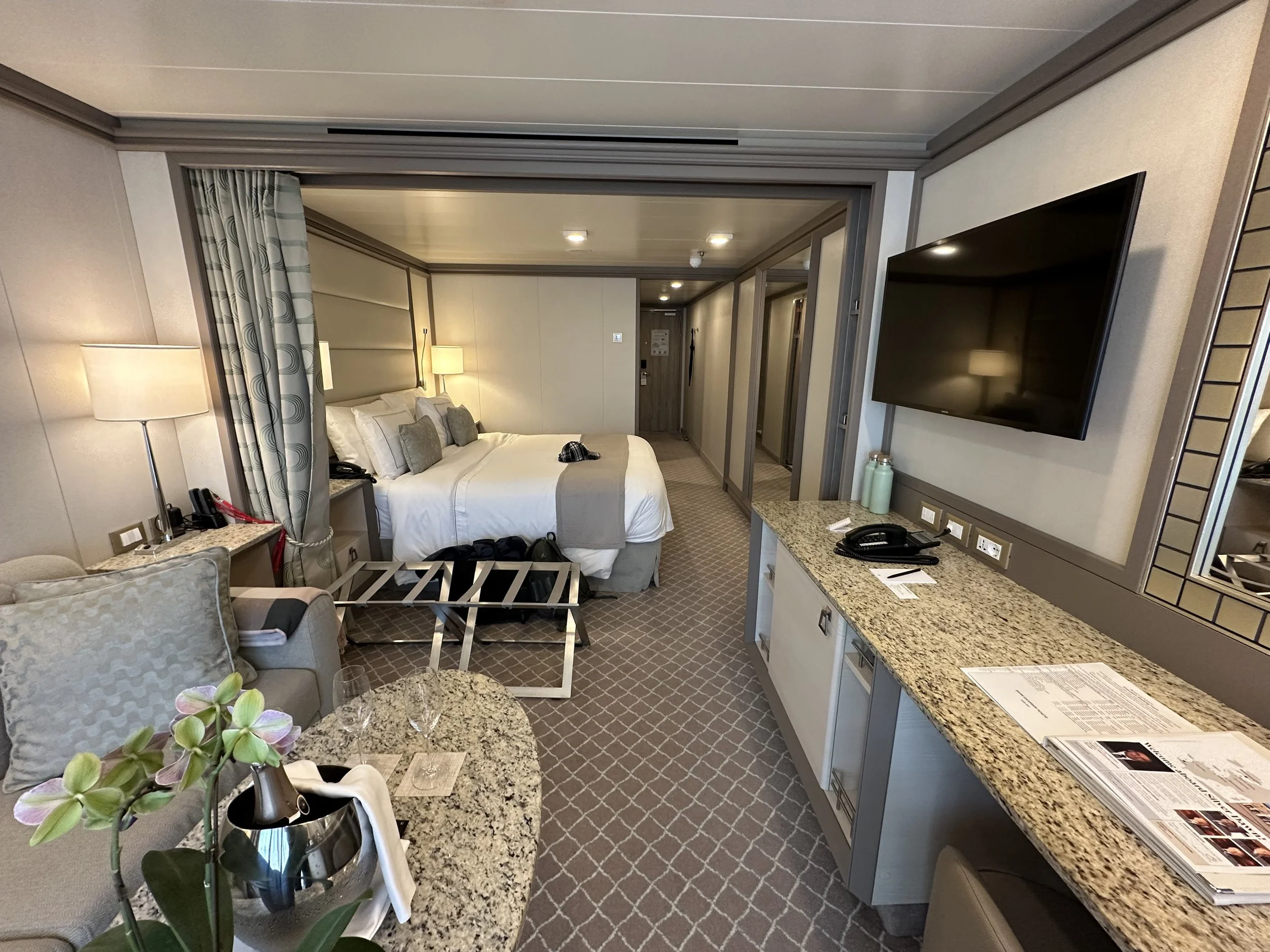 Our suite also has a walk-in closet and bathroom with soaker tub and shower.