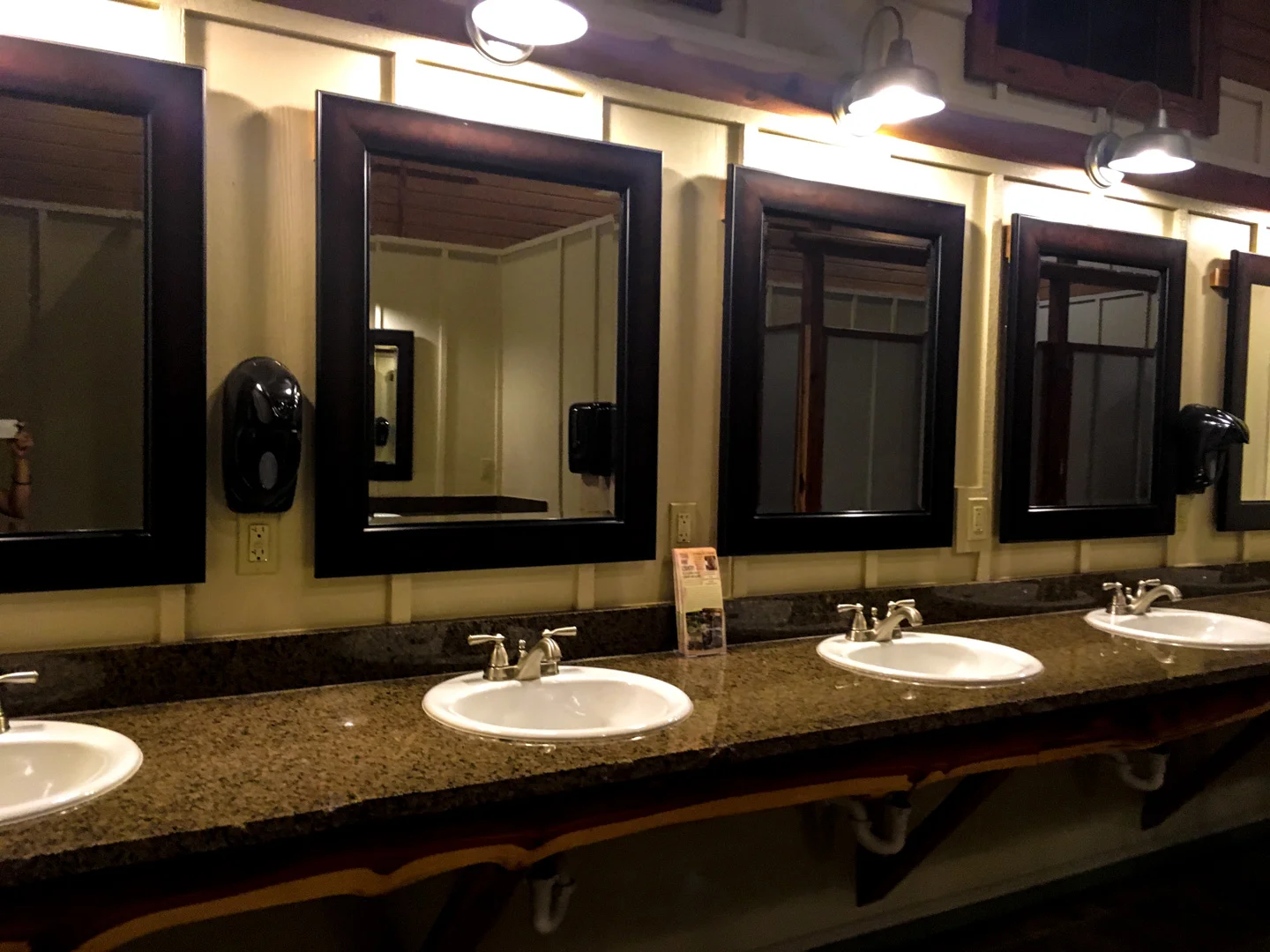 An example of a nicer bathroom at a campground. This is a bathroom at Jellystone Park resort.