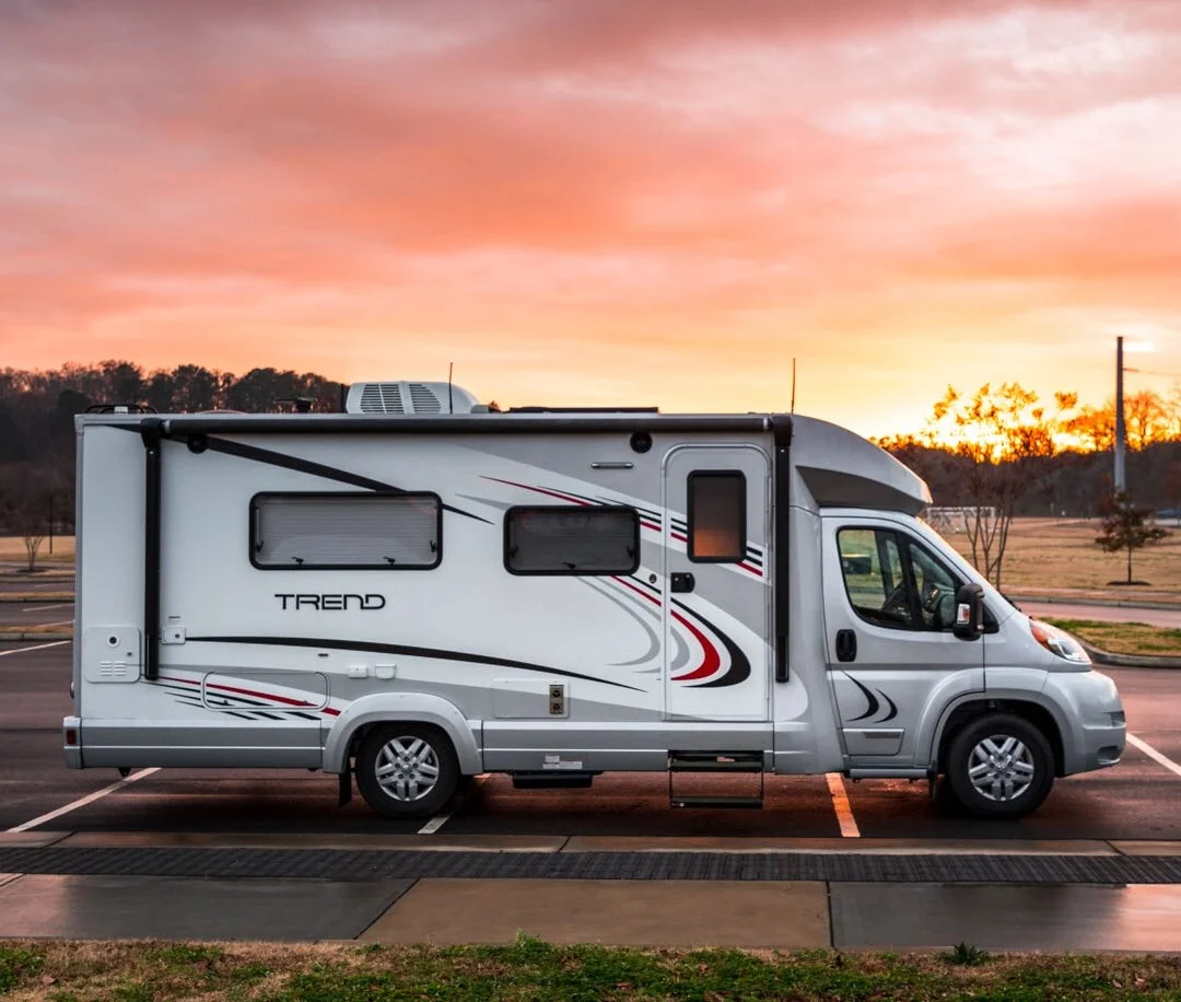 Compared to the Class A above, our Trend only takes up 3 parking spots across. In most cases, we don't even need to park across spaces as we fit into two front-to-back parking spaces with room to spare.