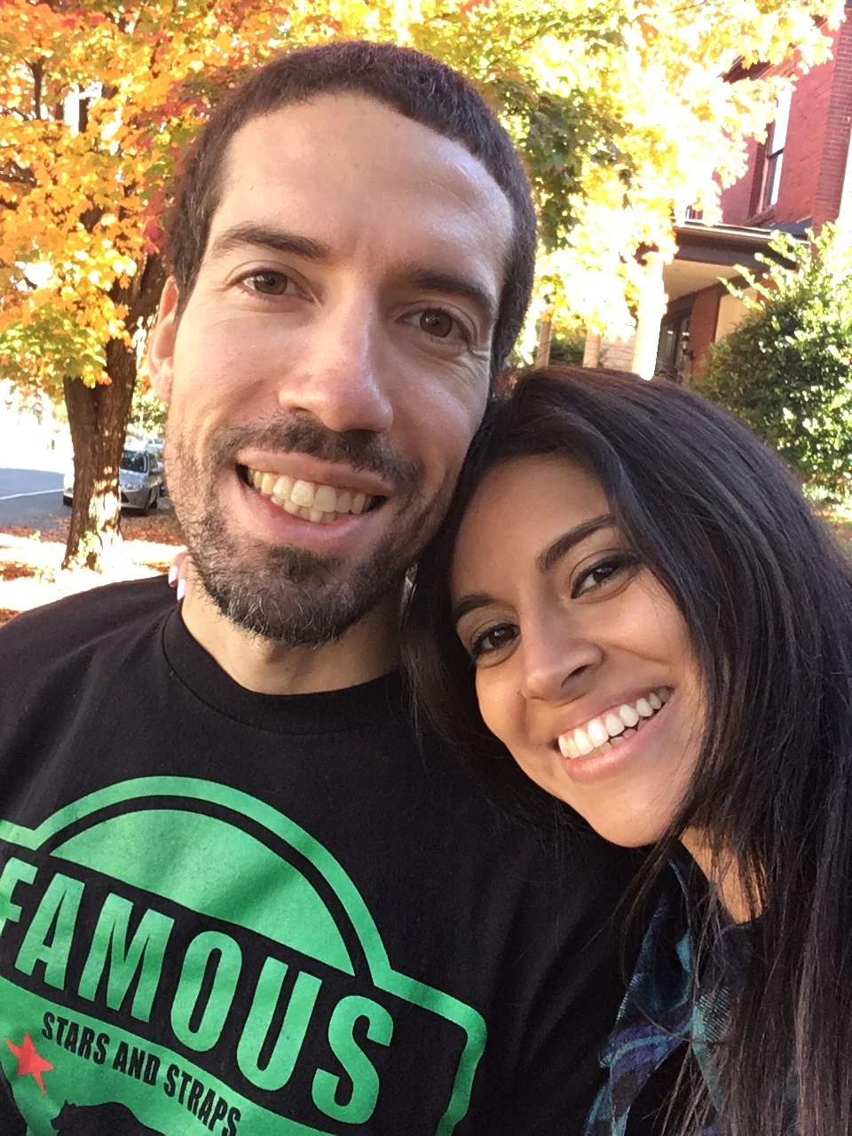 This is us visiting Richmond. We camped at nearby Pocahontas State Park (one of our favorites). Without humidity, I get to look like I actually brush my hair.