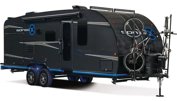 The Carbon Fiber wrapped, self-sustainable, ingenious Sonic X Travel Trailer Concept. (Credit: K-Z RV)