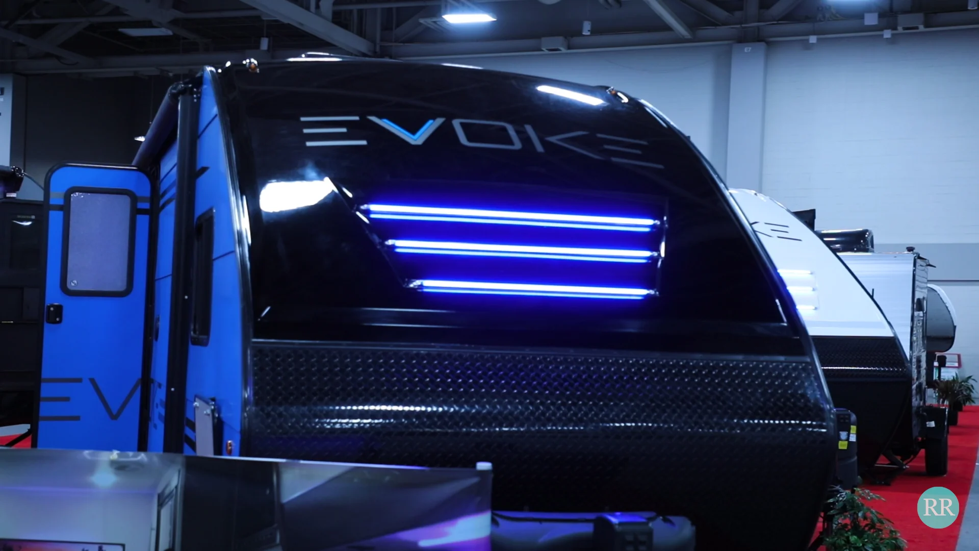 The eye-catching front cap of the EVOKE Travel Trailers.