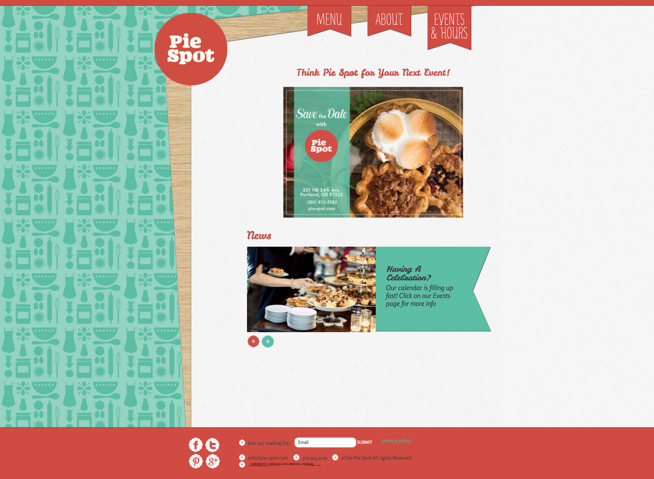 The original Pie Spot website. It was fun, but hard to update. 