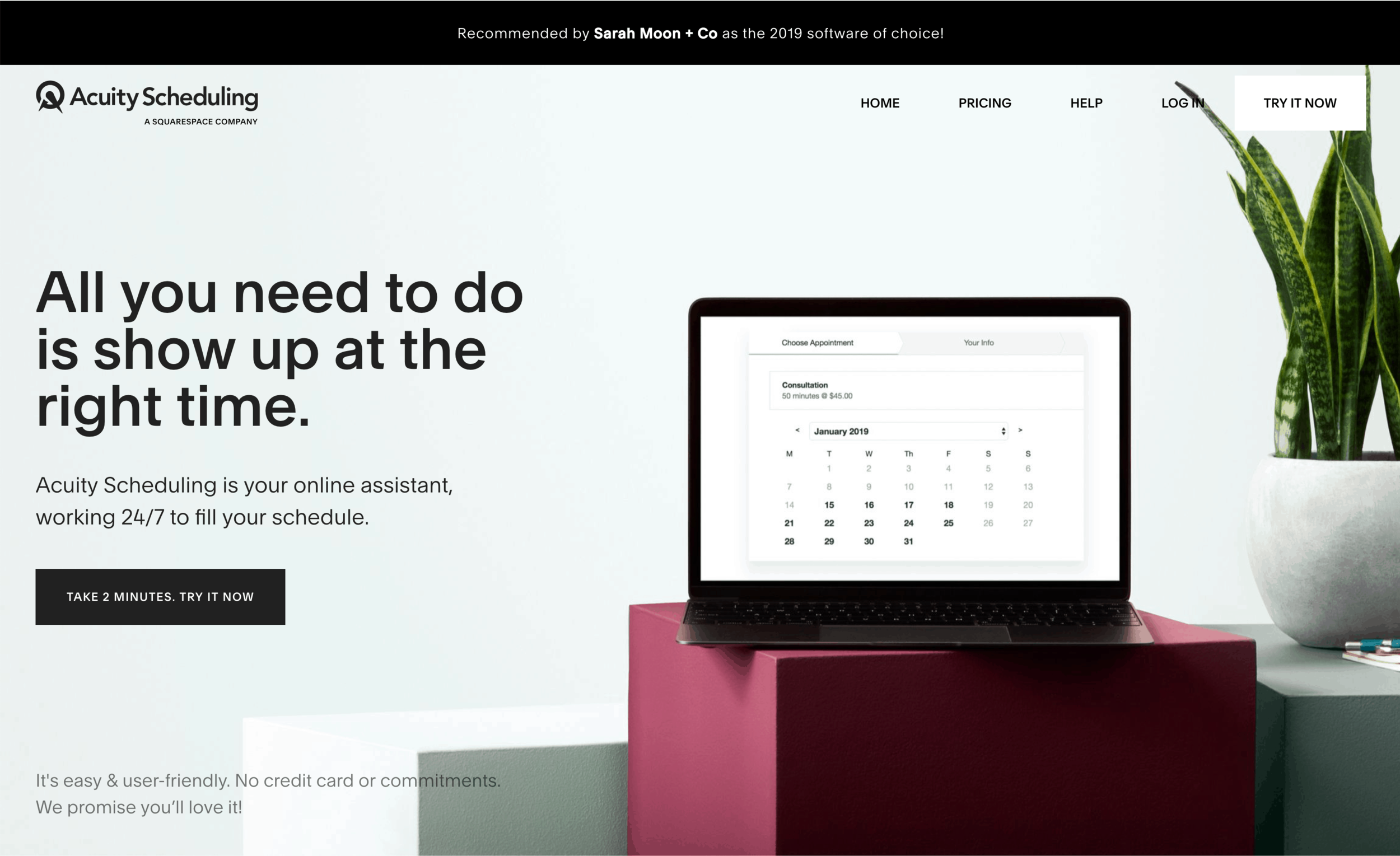 Acuity’s new homepage, now more Squarespace-y!
