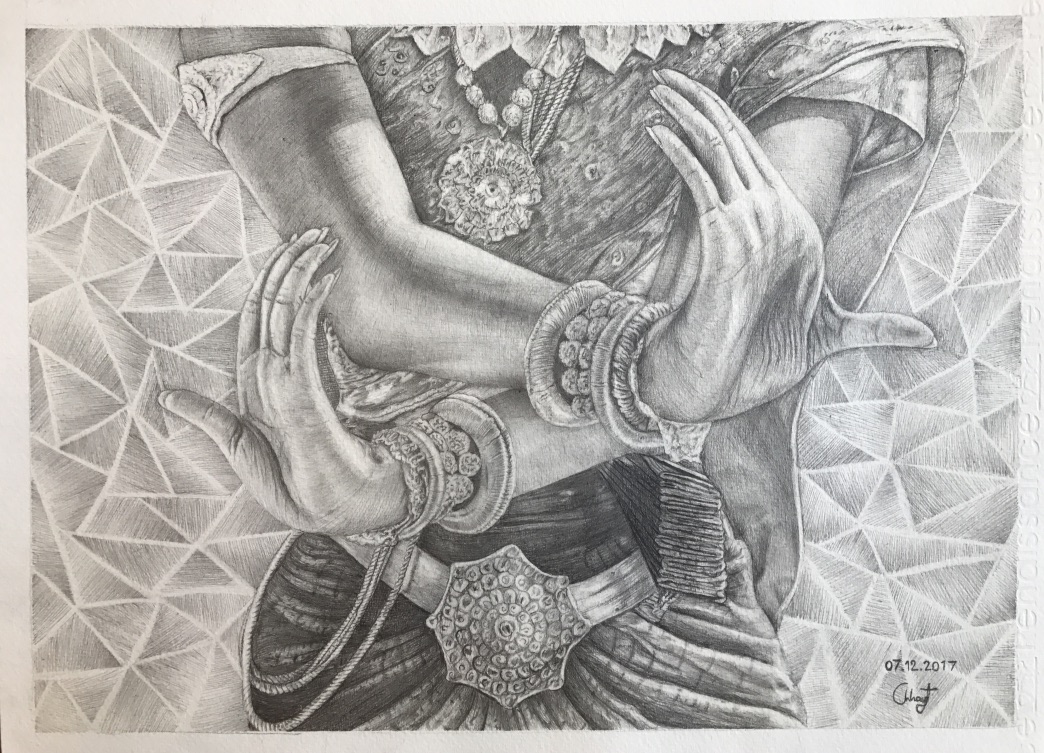 Drawing of woman's hands (Cambodia)
