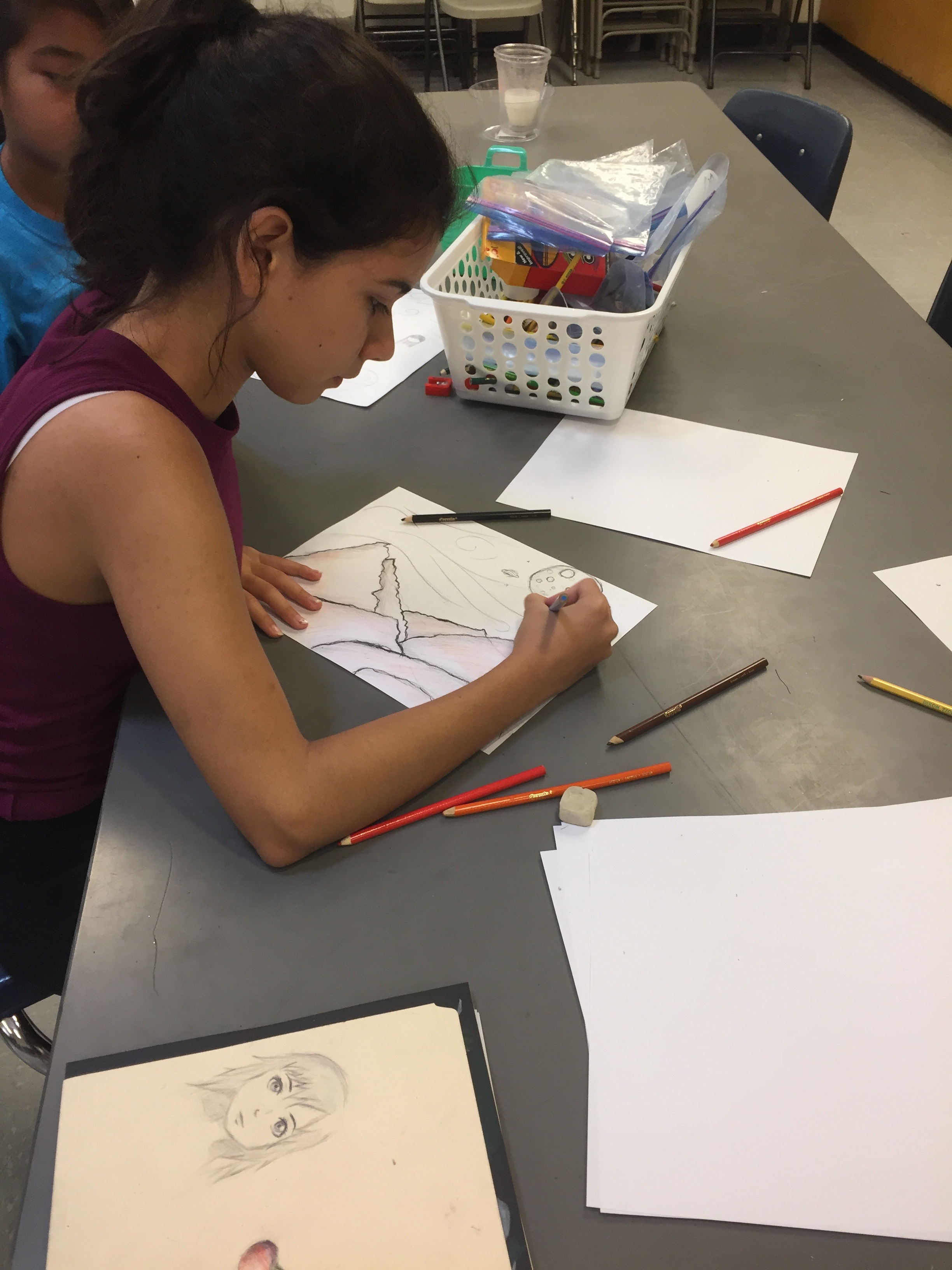 Student drawing at the summer art program (Tucson, Arizona)