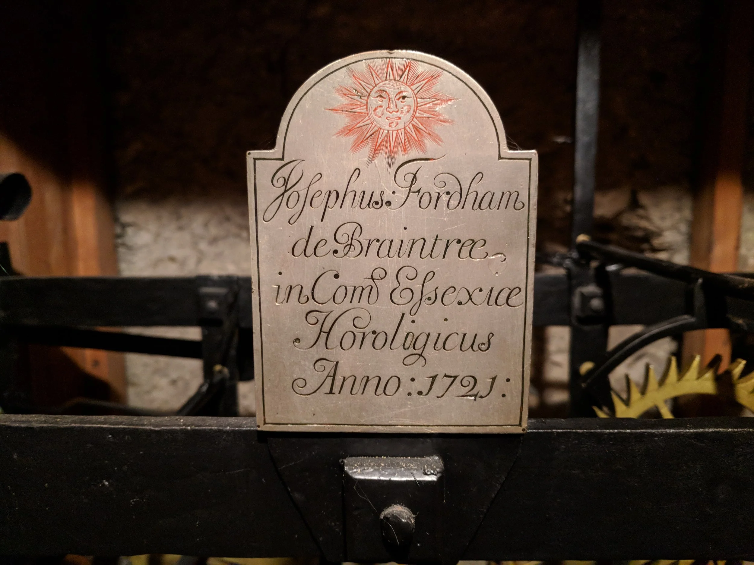 The makers plate on the clock