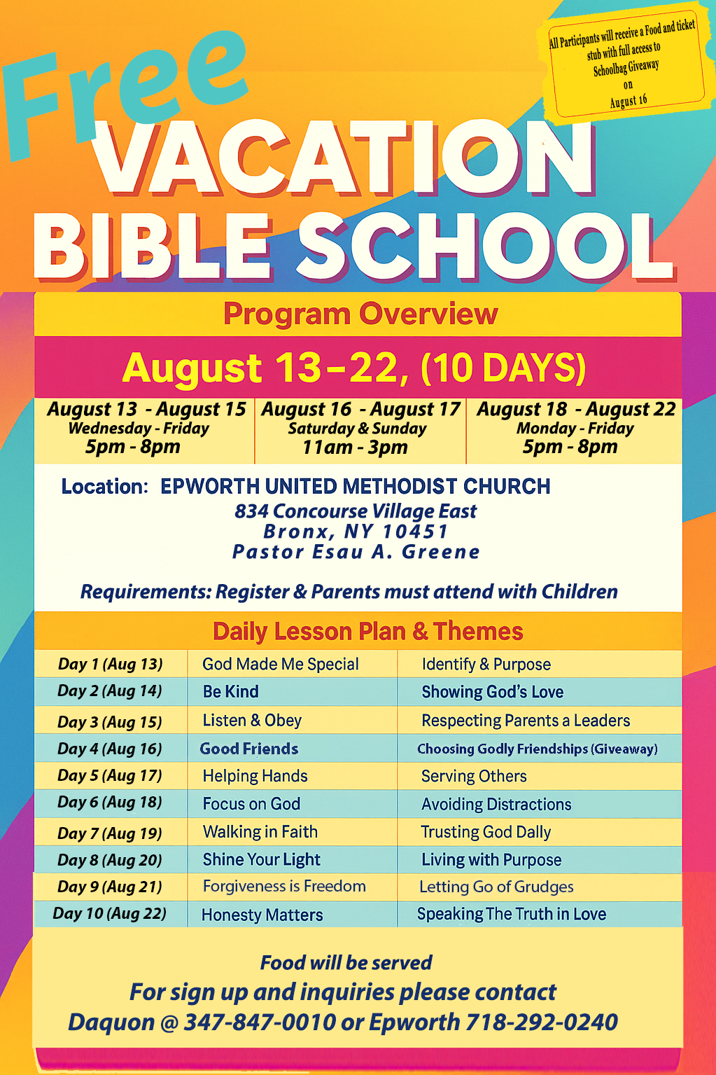 Epworth United Methodist Church Vacation Bible school August 13- August 22 ( Ten Days) (Copy) (Copy) (Copy) (Copy) (Copy) (Copy) (Copy) (Copy) (Copy)