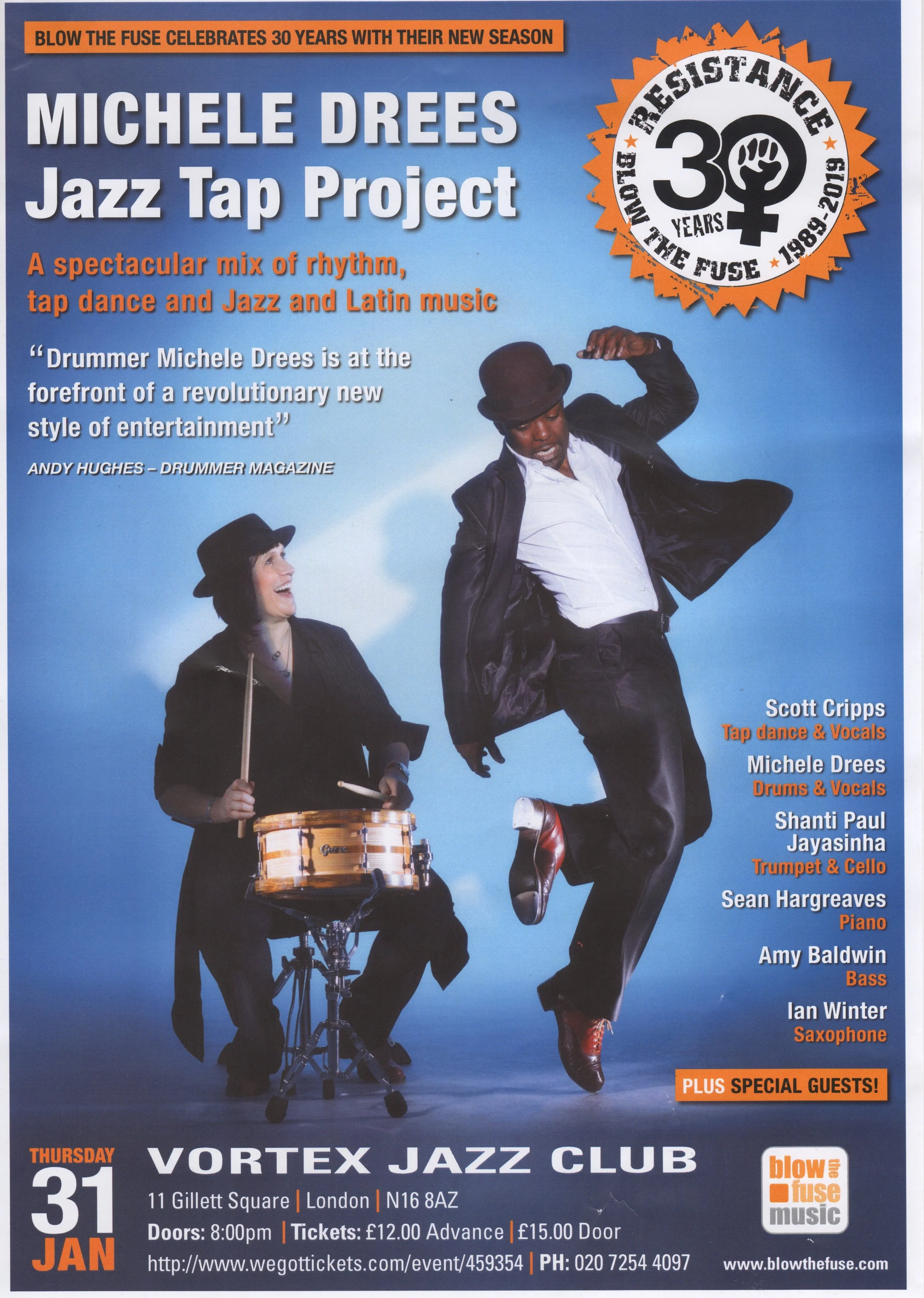 Excited to have been invited to play for the opening of the 2019 Blow the fuse season.   Deirdre Cartwright and Alison Raynor have been running this Jazz Club night for 30 years.  We have some tremendous musicians and Tap Dancers.  Scott