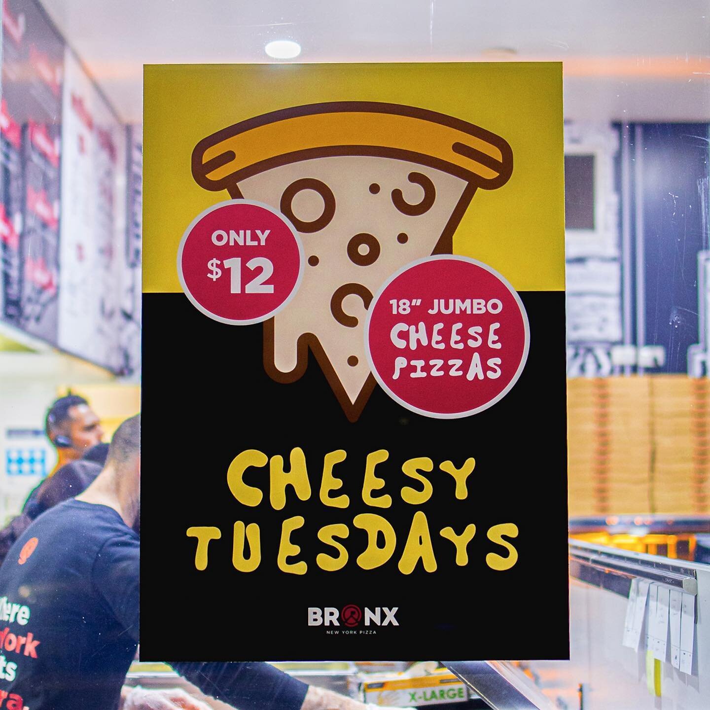 Say &ldquo;Cheese&rdquo;!

Don&rsquo;t forget our weekly &lsquo;Cheesy Tuesday&rsquo; special is on today! Grab yourself a giant 18&rdquo; cheese pizza for only $12! Tag a cheesy pizza lover! 🧀😱
&mdash;&mdash;&mdash;&mdash;&mdash;&mdash;&mdash;&mda