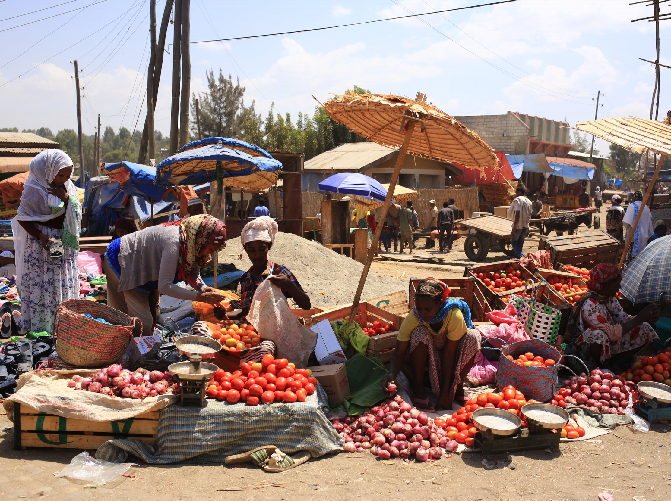 Roadside market stalls where most of the "shopping" is done