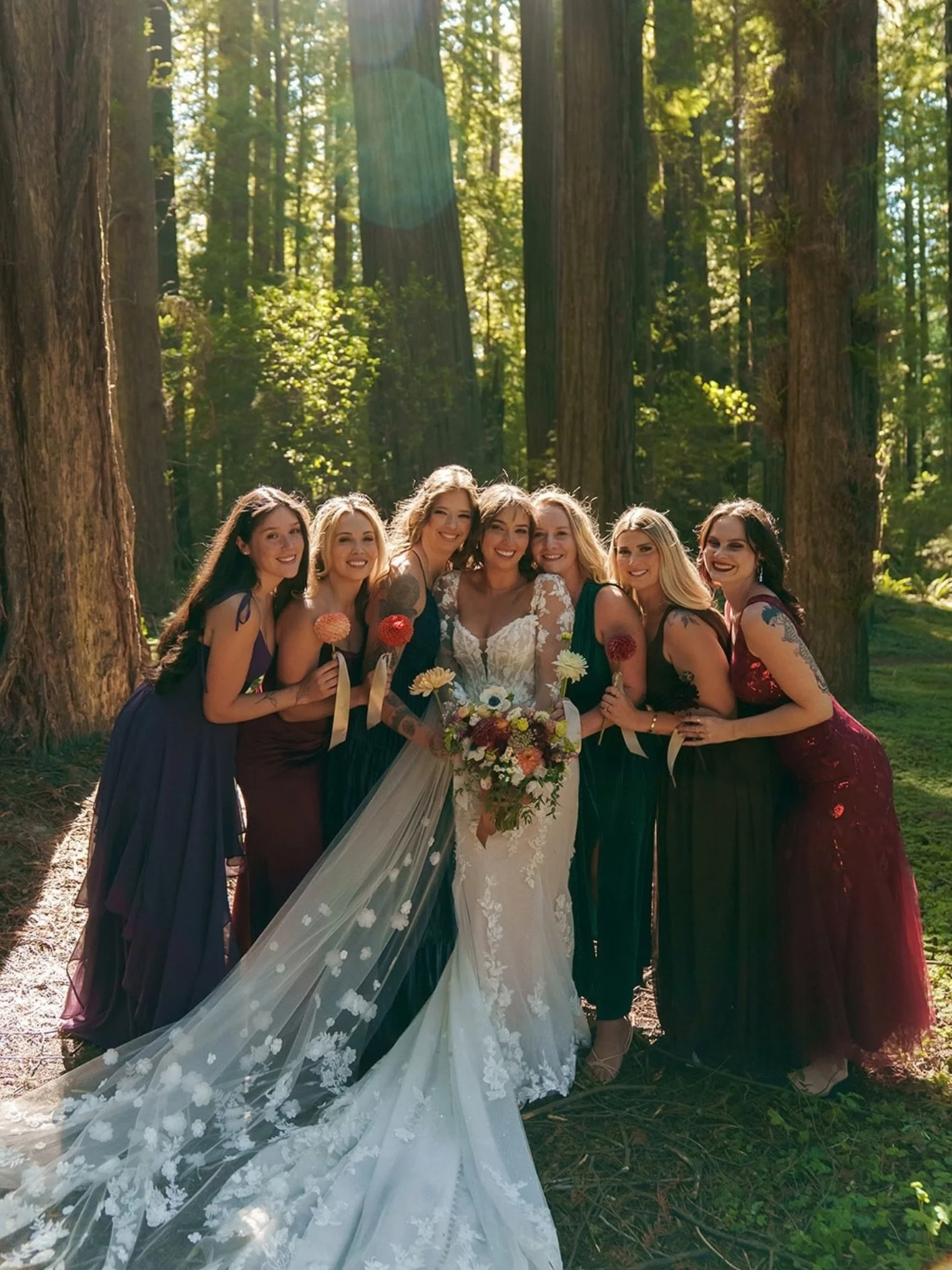 What a joy it was to photograph these two and their wedding weekend in the Redwoods. 
When I first arrived I got to go into the woods with the bride + took a few spicy photos of her to gift prints of to her groom on their wedding day.
Then they set u