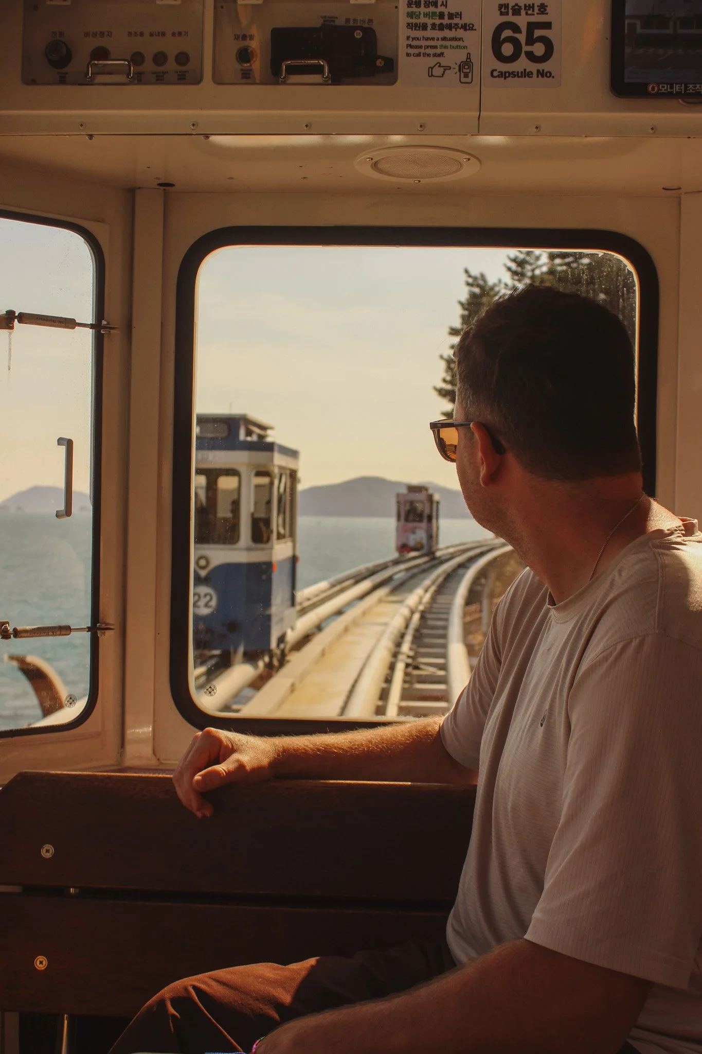 Riding the Haeundae beach train in Busan