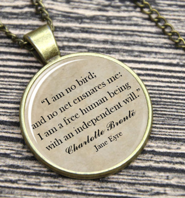Jane Eyre 'I am no bird' round necklace