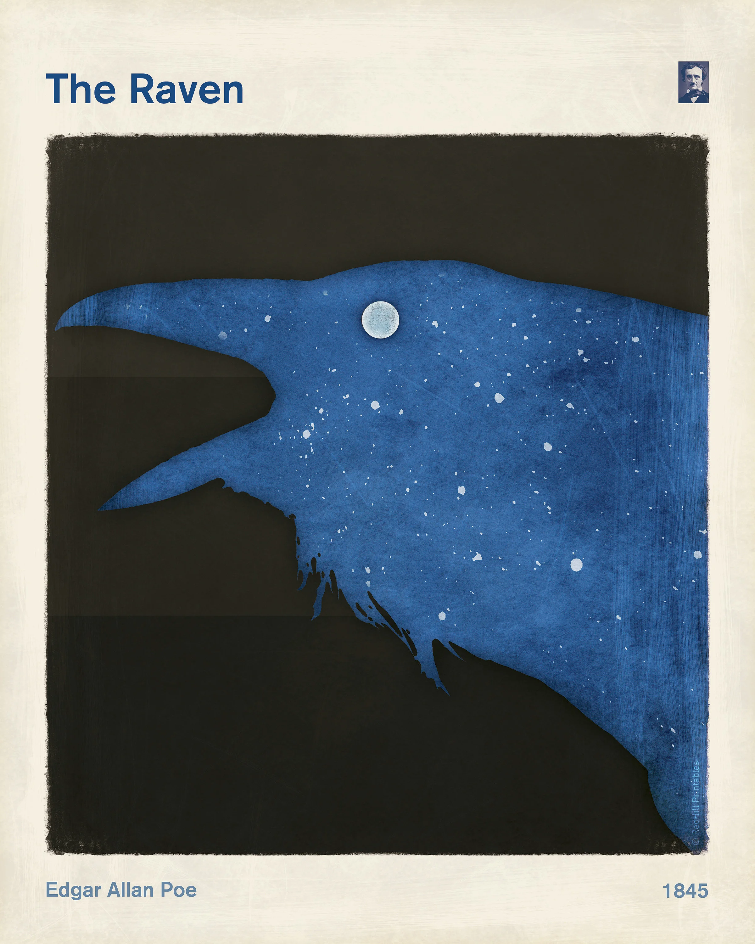 The Raven, Edgar Allan Poe Print Mounted