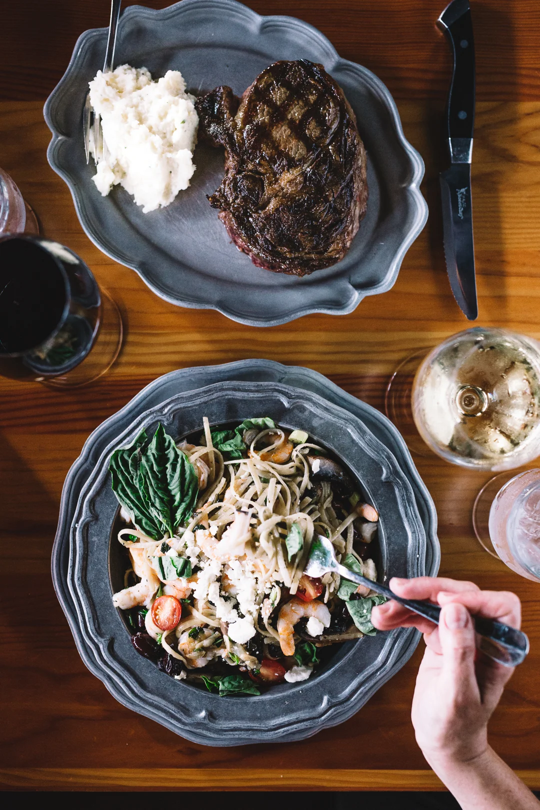 Shrimp Linguine & Ribeye