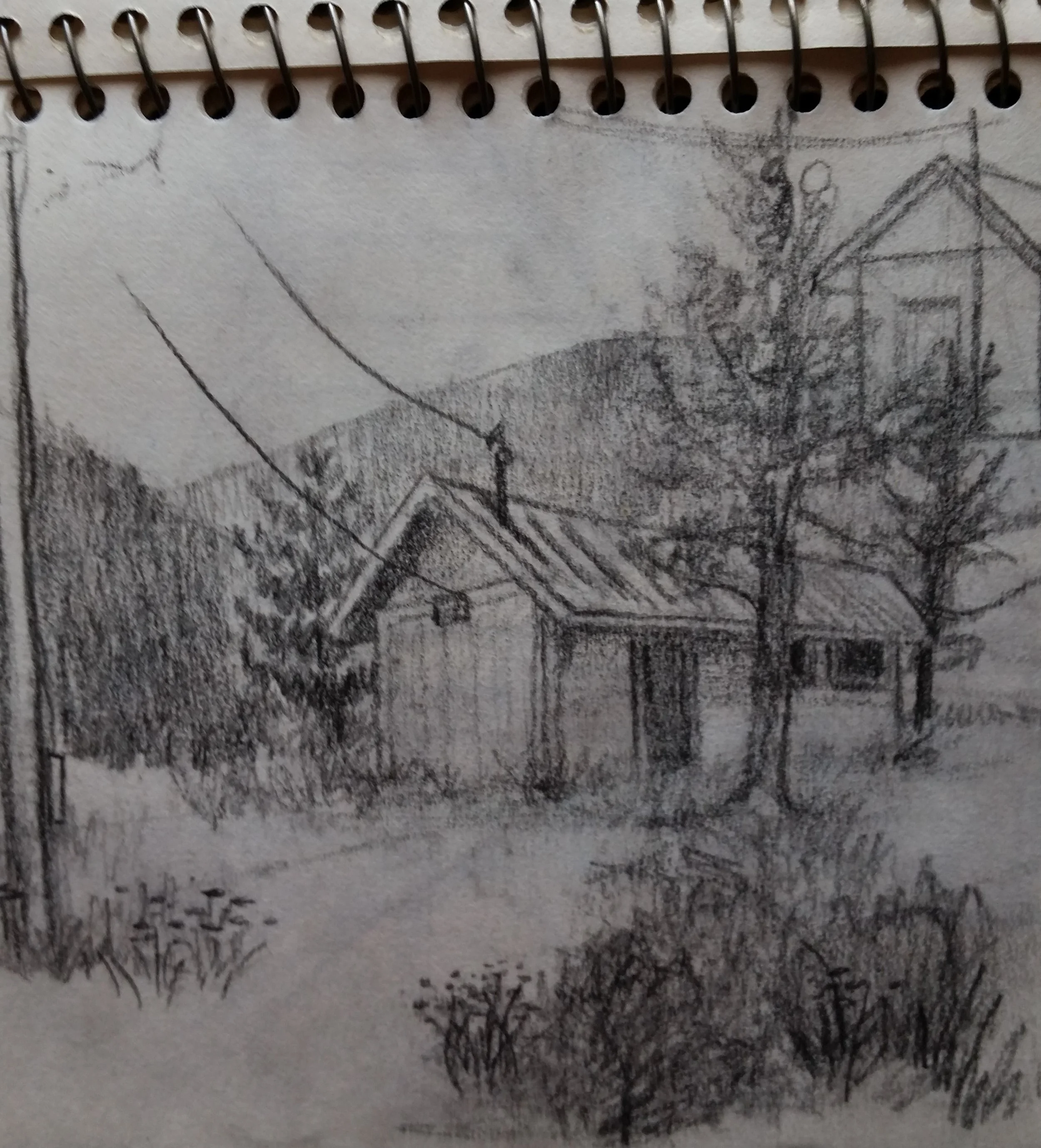 "Powderville"- from a sketchbook. Capturing a realistic subject as emotional content was of utmost significance.