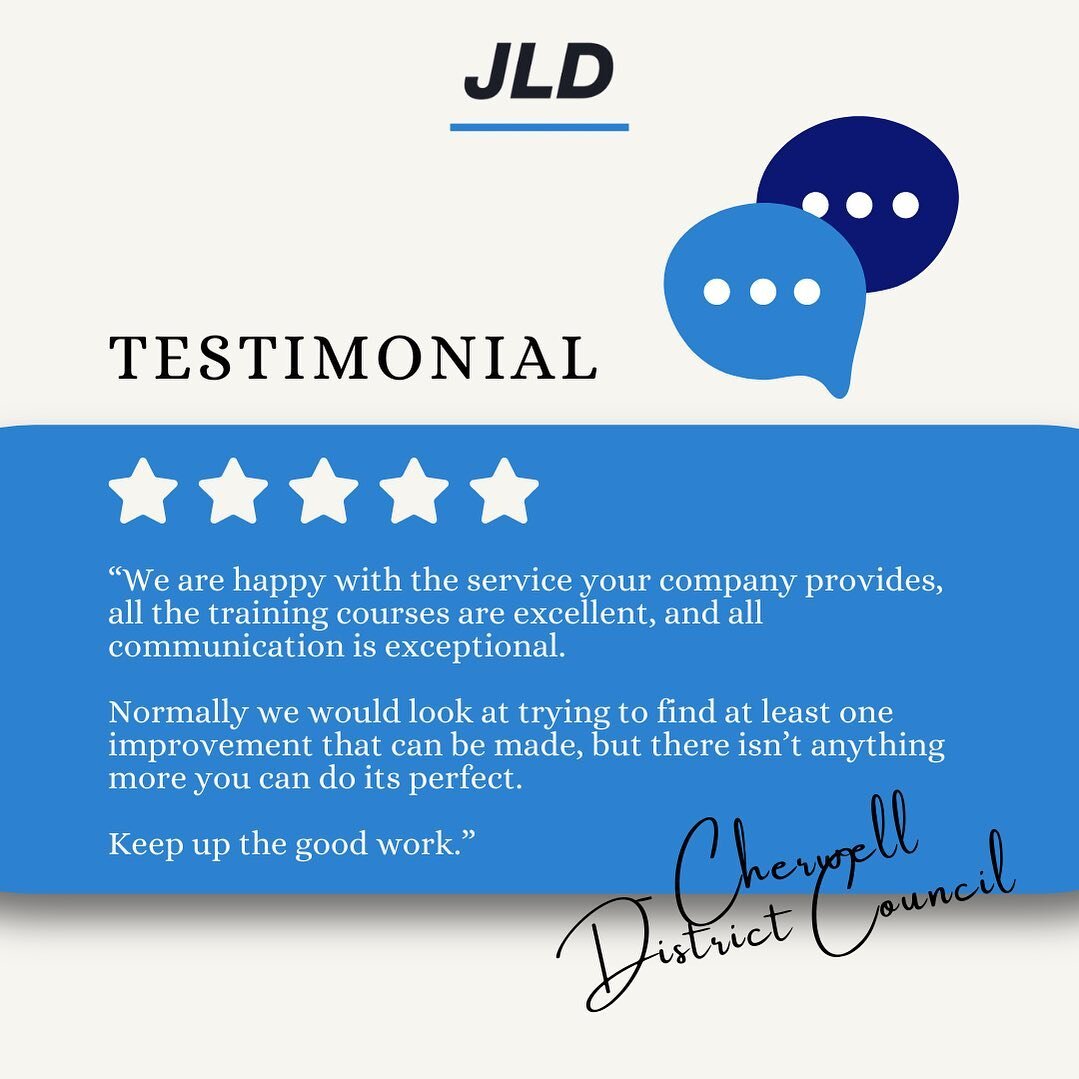 What an amazing review from Cherwell District Council! ⭐️⭐️⭐️⭐️⭐️

We&rsquo;ve been working with CDC for many years and are so happy to continuously provide high quality training to them! 

Thank you for the great review guys! 🤩

#testimonial #revie