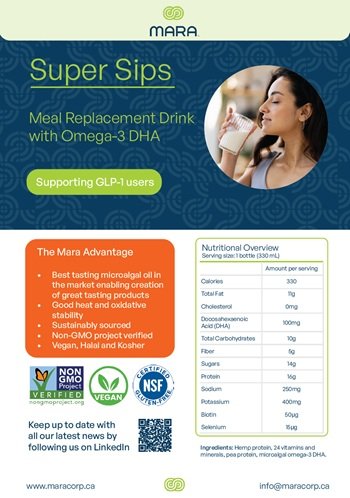 Mara omega-3 DHA enriched meal replacement drink concept for GLP-1 users