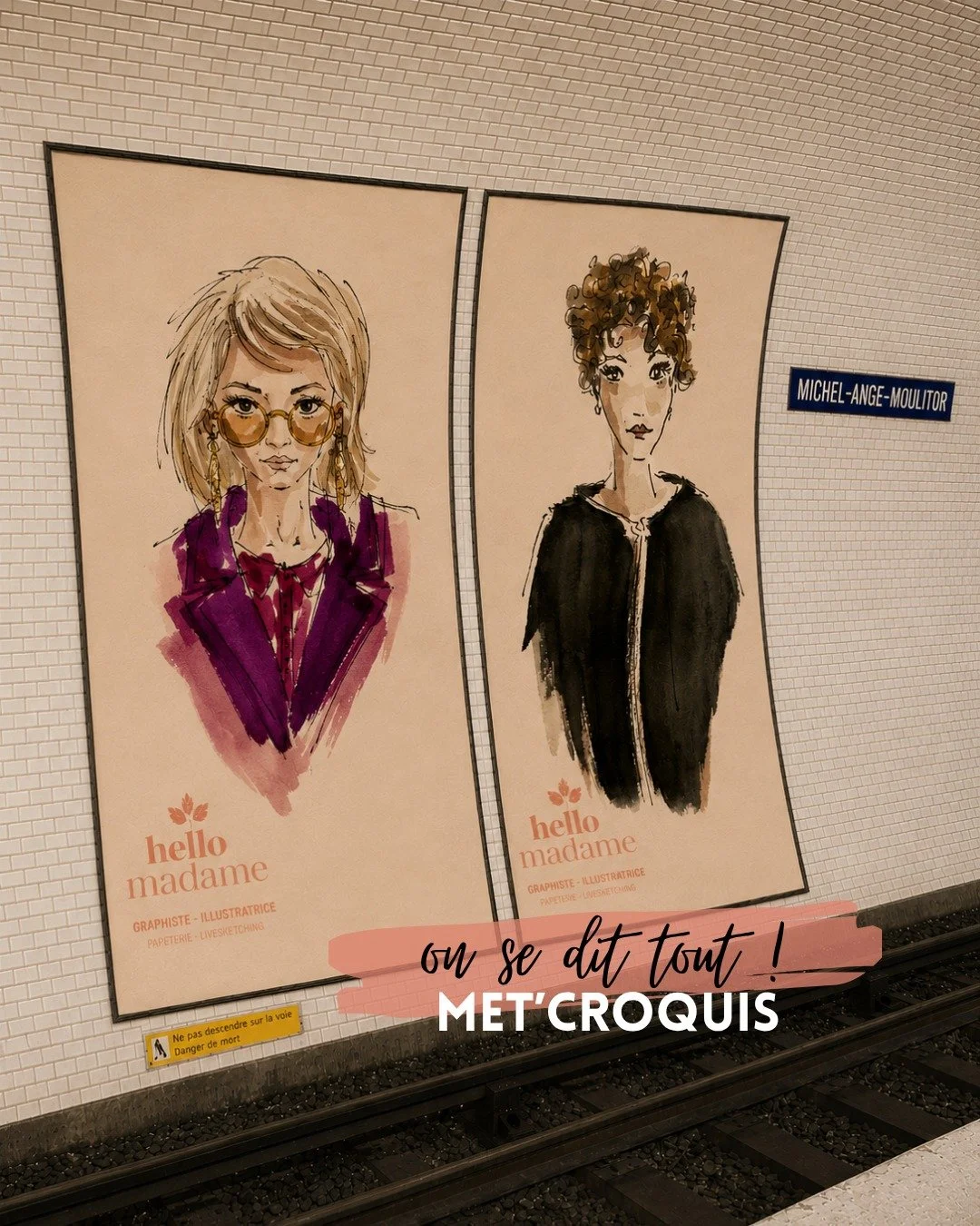 Bref... Avec le temps, la pratique a &eacute;volu&eacute;.

(Images g&eacute;n&eacute;r&eacute;es et compos&eacute;es avec l'aide de l'IA &agrave; partir de mes cr&eacute;ations originales) @ratp 

 #hellomadame #croquis #croquisart #m&eacute;tro #ar
