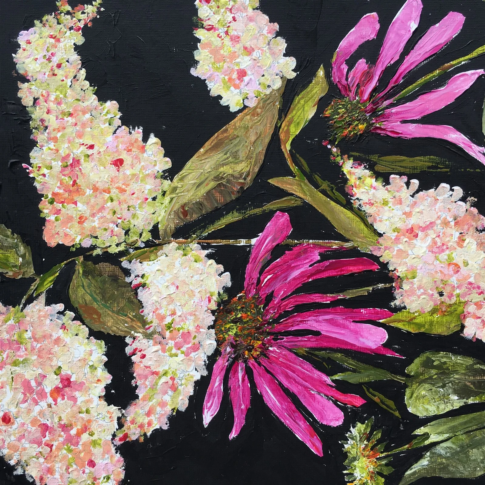 Cone Flowers and Hydrangeas