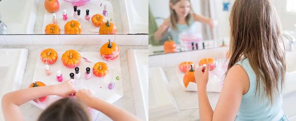 Pretty lifestyle photo of girl painting a pumpkin by Erica Faith Photography in Claremont, CA 