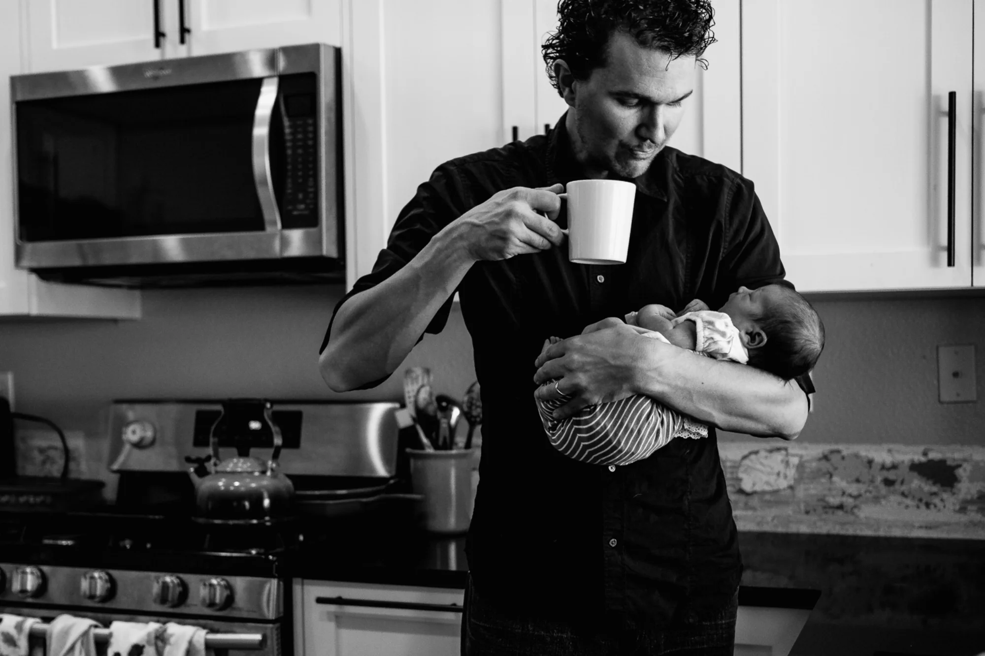 A father gets used to life with his newborn.