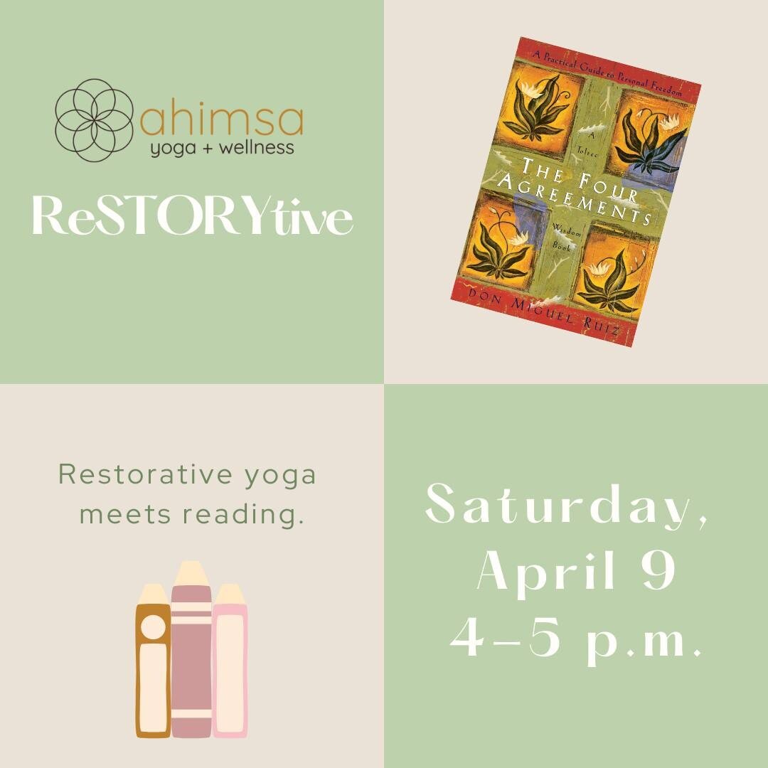 Catch YCF in IRL at ReSTORYtive: A Bendy Book Club at @ahimsayogadenver 
Saturday, April 9 from 4-5 p.m.

Every month a book will guide the theme of a 60-minute restorative yoga class. April&rsquo;s class will be centered around &ldquo;The Four Agree