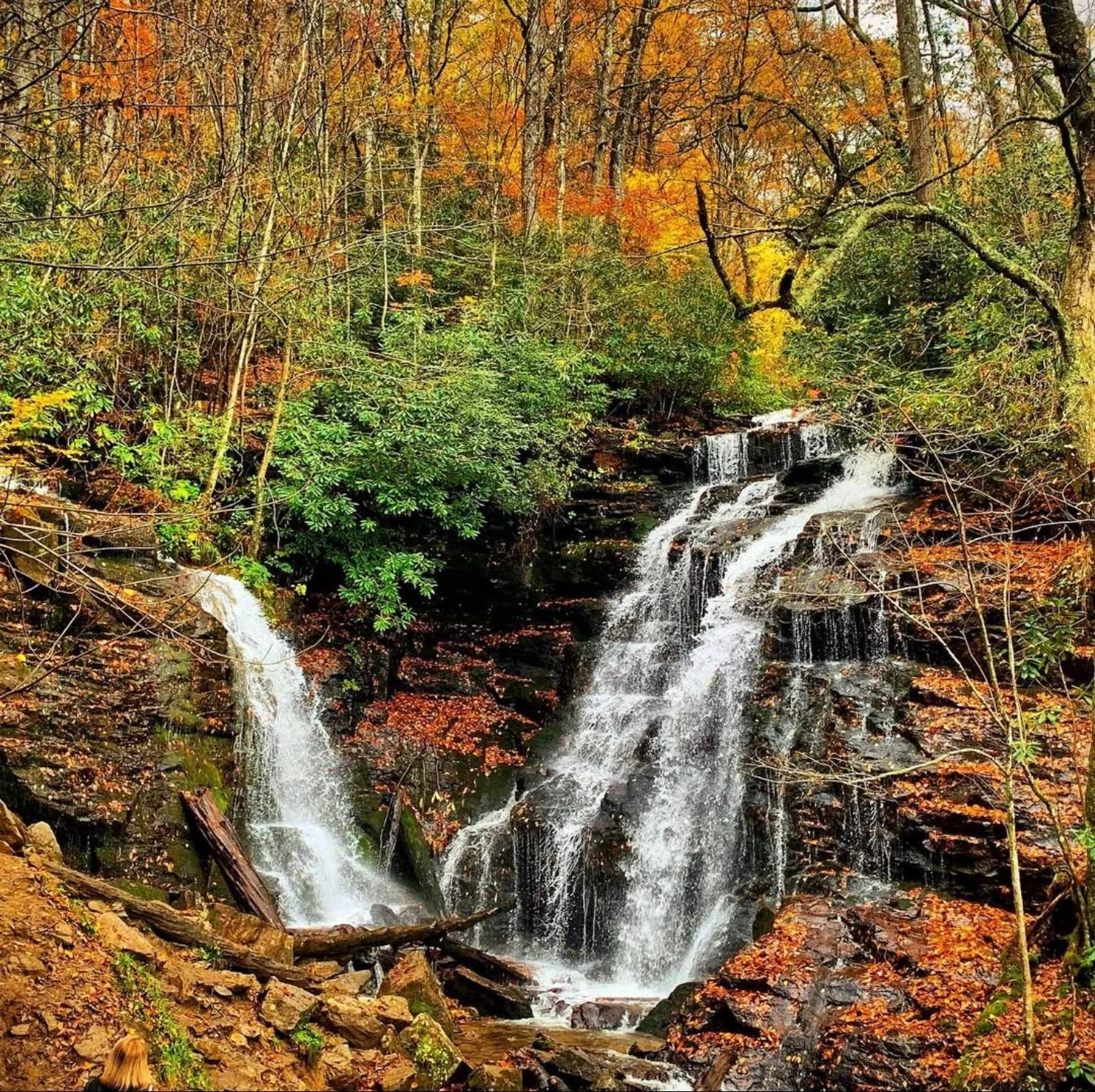 Waterfall in the Western North Carolina mountains, autumn