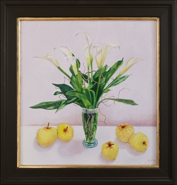 Calla Lilies with Yellow Apples