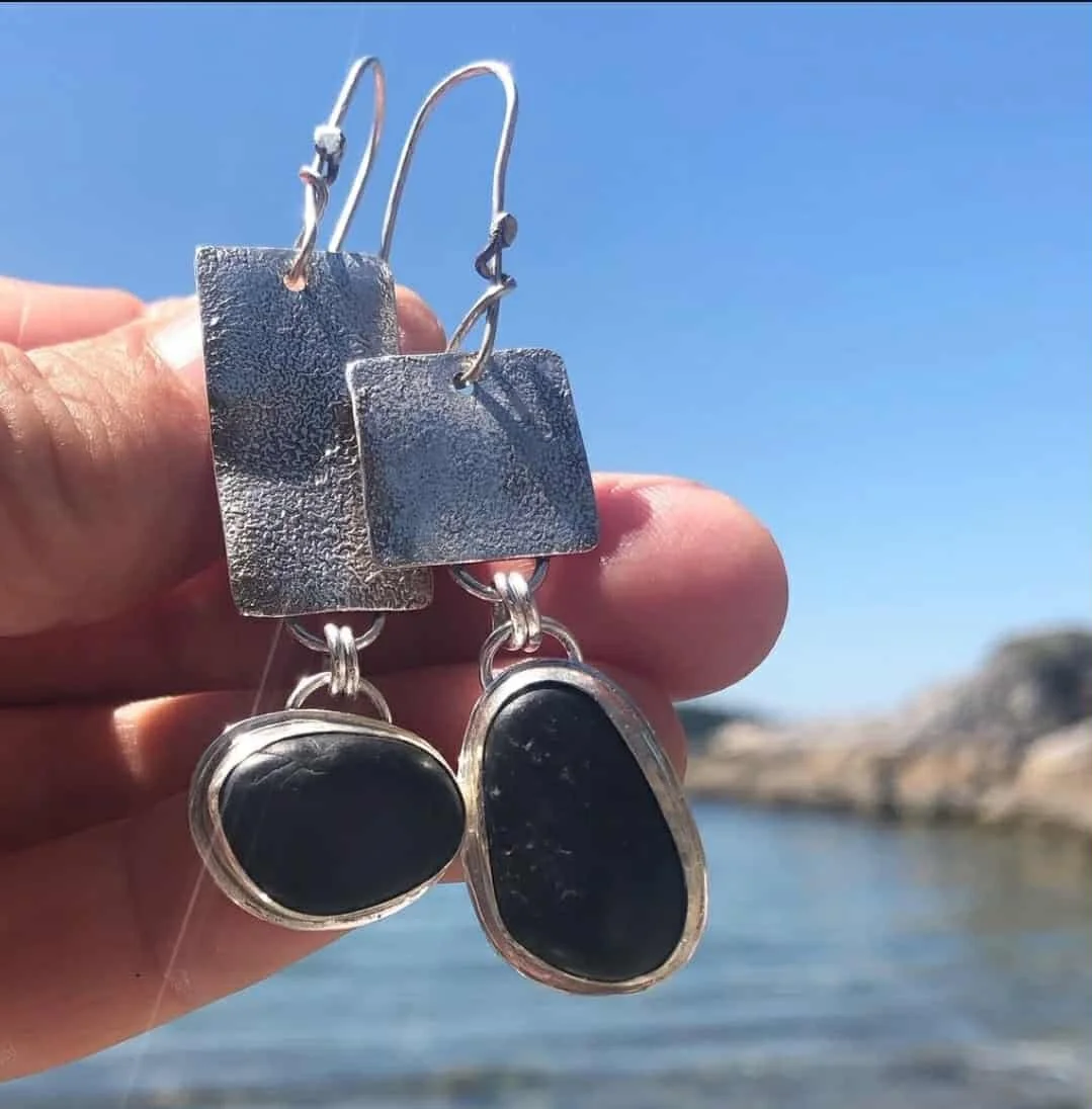 Stone & Sterling Silver Earrings by Kathy Clarke
