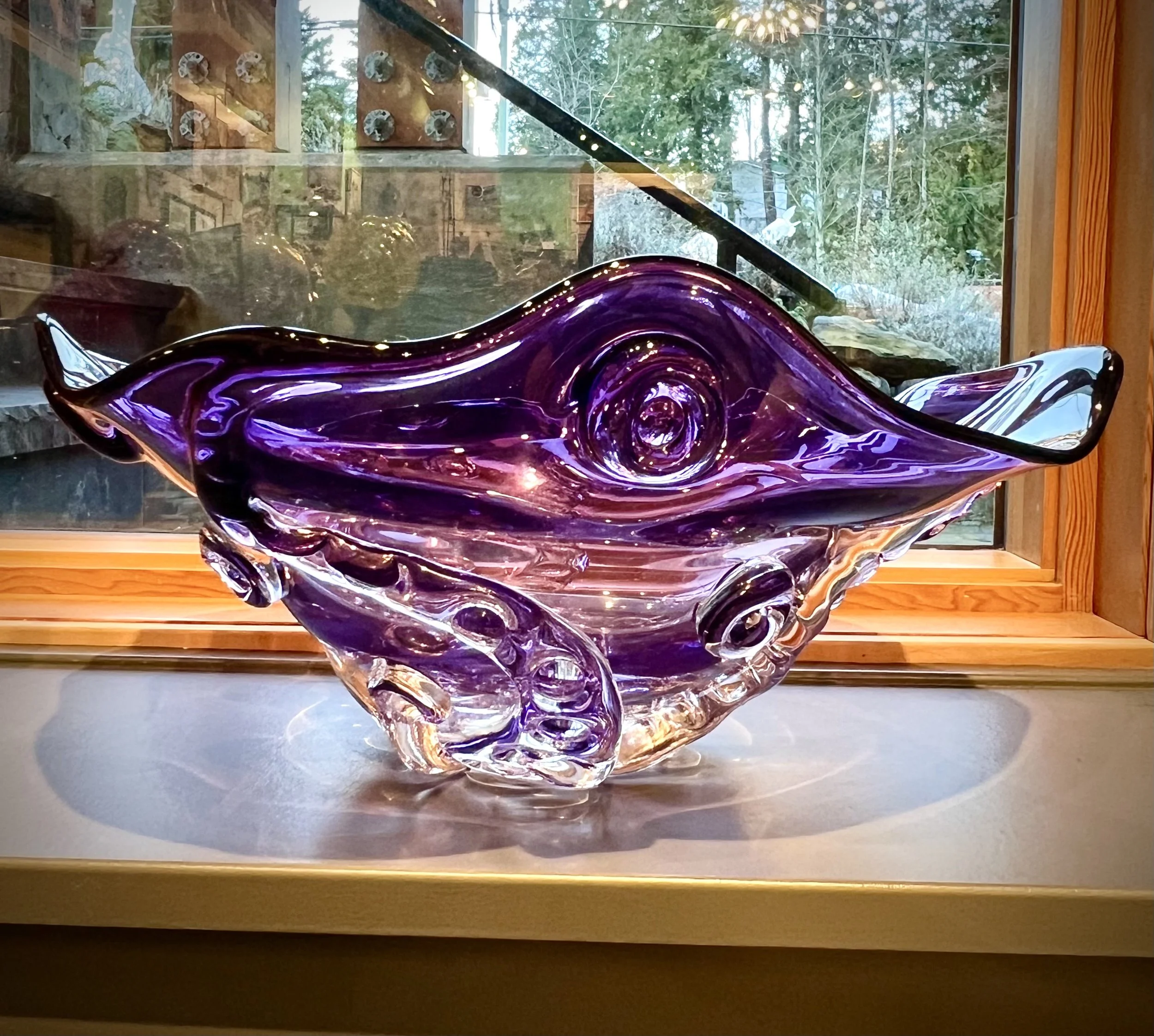 Hand Blown Glass Sculpture - Amethyst Colour by Robert Parkes