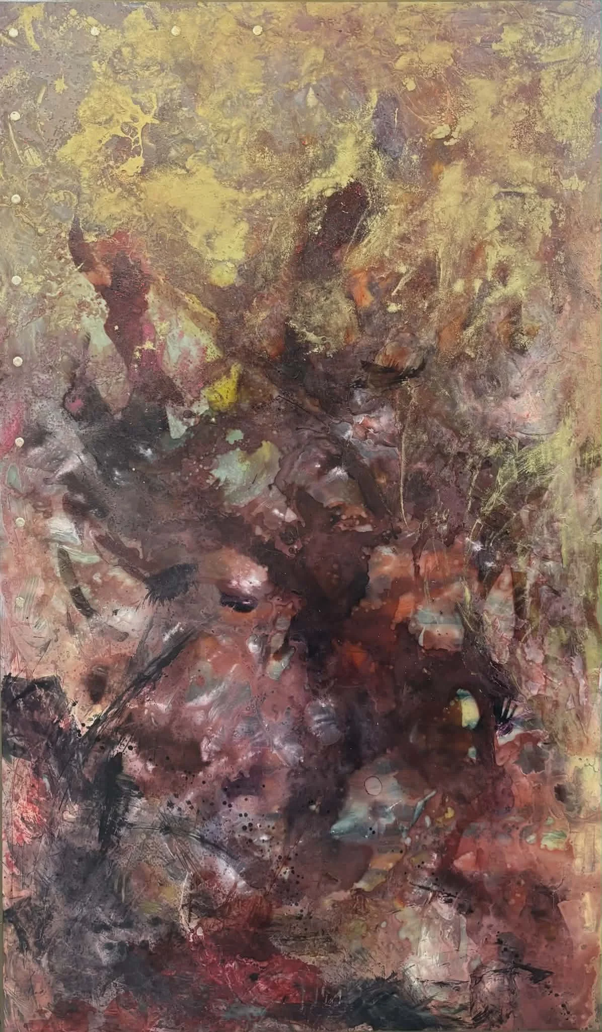 Everything We Almost Left Behind, Meta Leaf, Dye & Resin Painting by David Graff