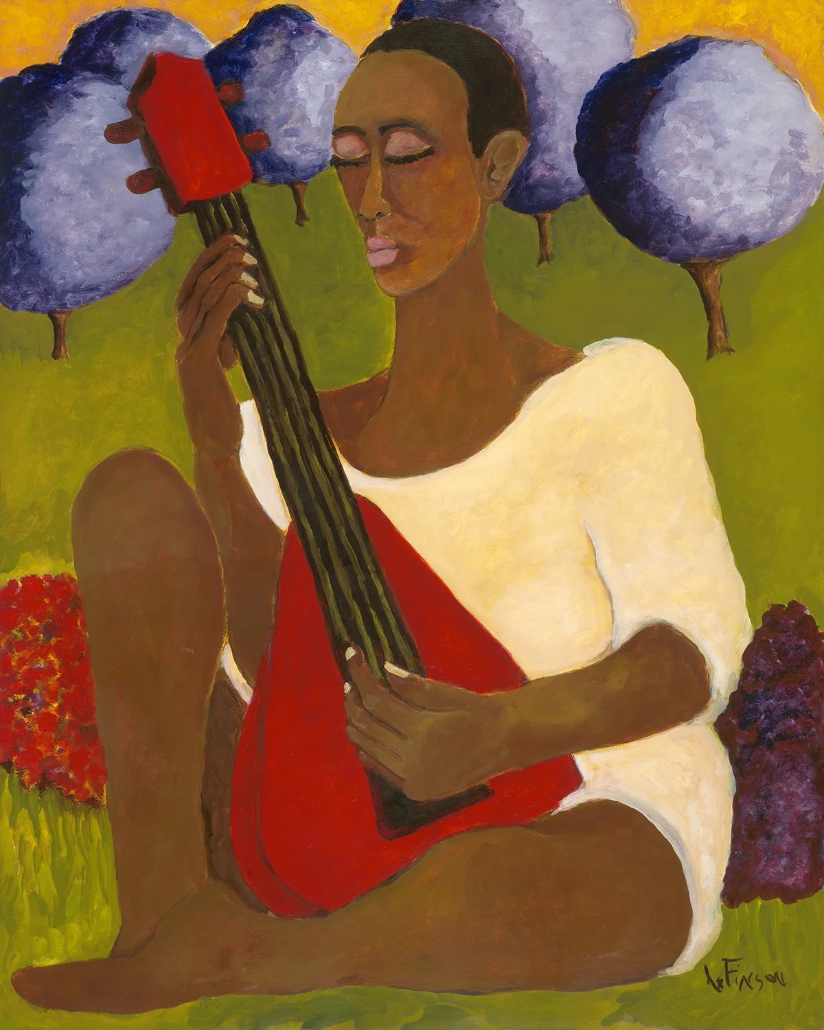 the red mandolin $4600 oil on linen panel 30 x 24 2019
